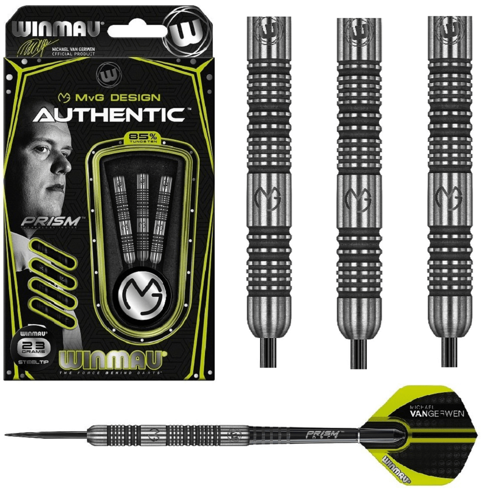 WINMAU MVG AUTHENTIC 85% TUNGSTEN DARTS - 22, 23, 24